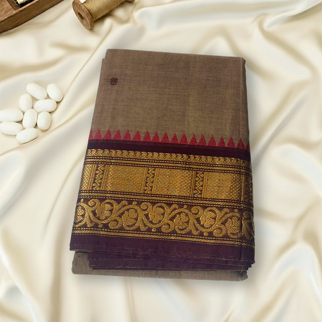 Coffee Brown-Kanchi Cotton Saree
