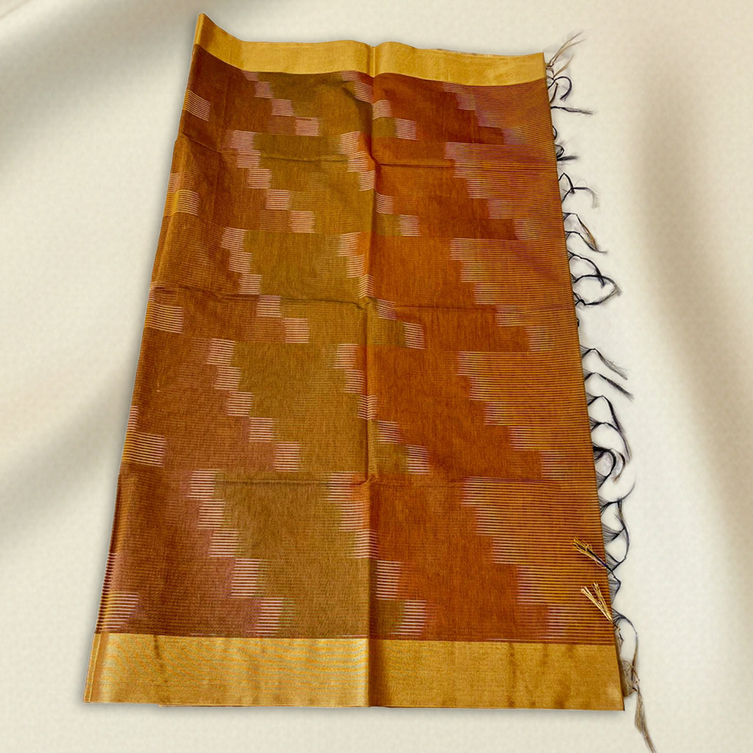 Brown Pochampally  Ikat Saree