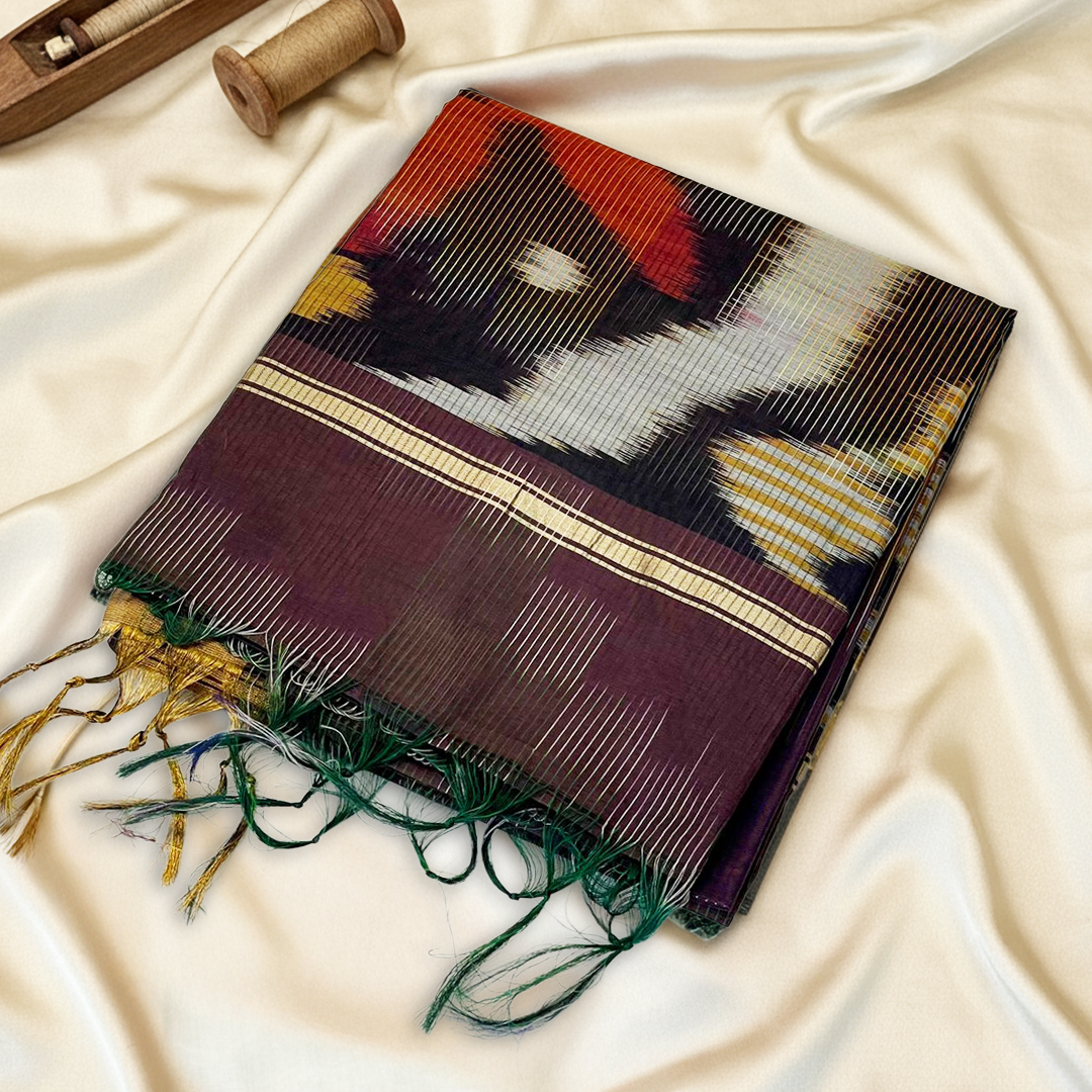 Maroon Pochampally  Ikat Saree