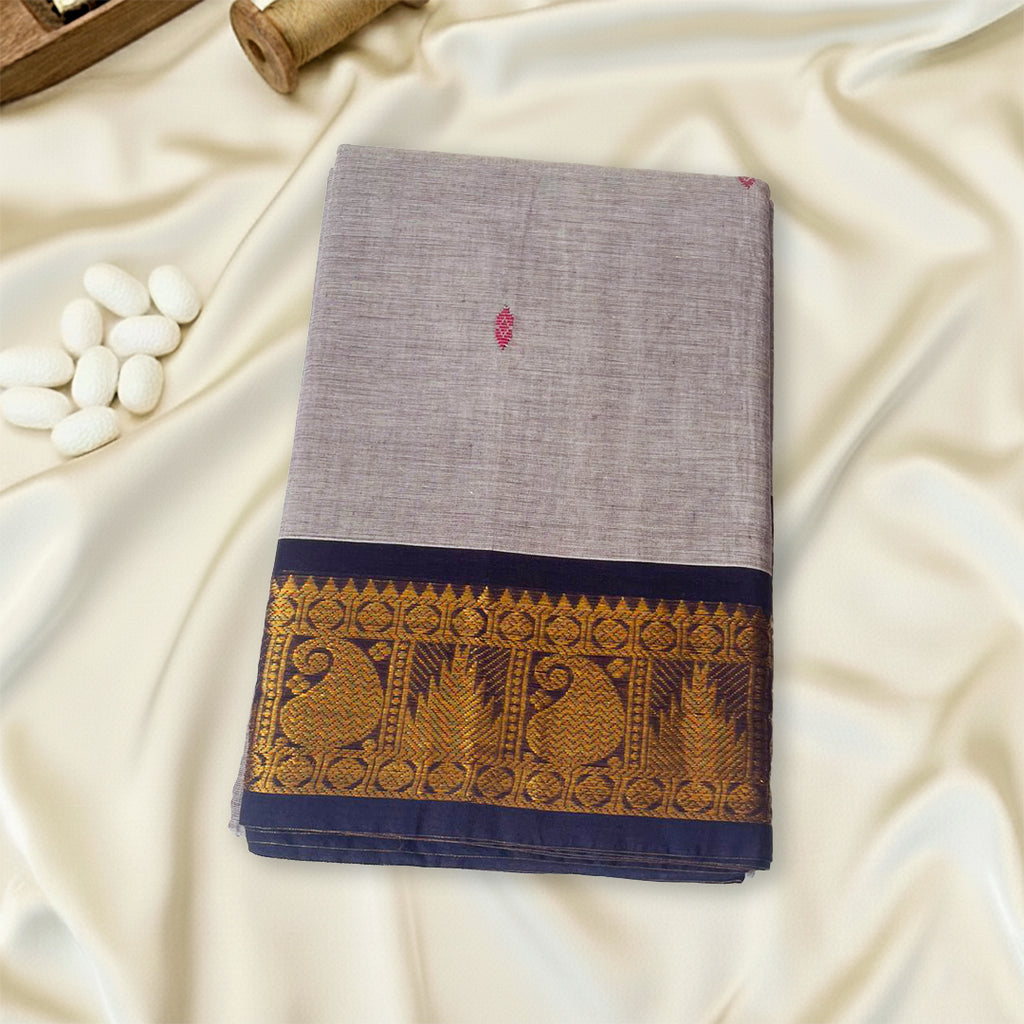 Lavender Grey- Kanchi Cotton Saree