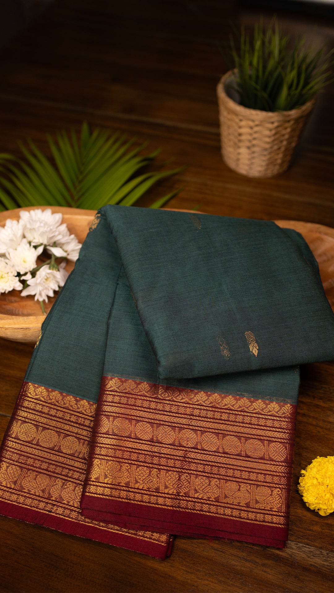 Olive Green - Kanchi Cotton Saree